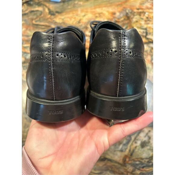 Tod’s Men’s lace up Brogues Derby shoes black size 9 Italian leather EUC sold ou - Picture 8 of 16